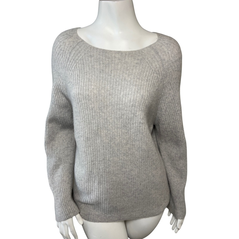 Naked Cashmere Gray Ribbed Knit Scoop Neck 100% Cashmere Sweater Womens Size M